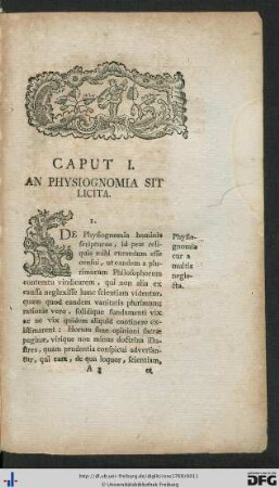 Caput I. An Physiognomia Sit Licita.
