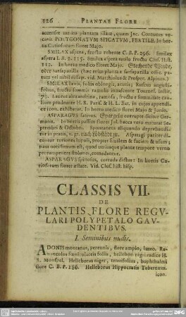 Classis VII. De Plantis Flore Regulari Polypetalo Gaudentibus