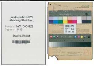 Entnazifizierung Rudolf Esders , geb. 24.09.1900 (Baecker)