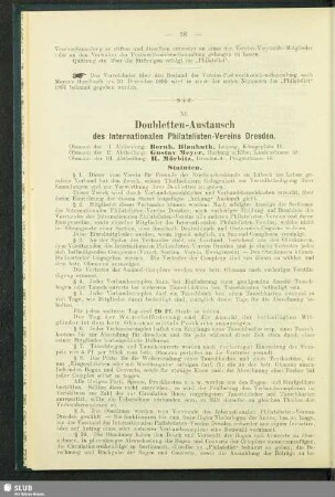 XI. Doubletten-Austausch des Internationalen Philatelisten-Vereins Dresden