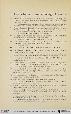 F. Deutsche u. fremdsprachige Literatur (Nr. 535-663)