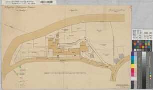 Arnsberg (Arnsberg) Lehrerinnenseminar - Inventarienzeichnung Lageplan 1910 1 : 500 45,5 x 70 farb. Druck Landsberg Staatshochbauamt Arnsberg