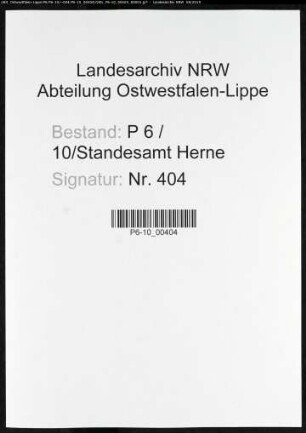 Sterberegister Standesamt Herne