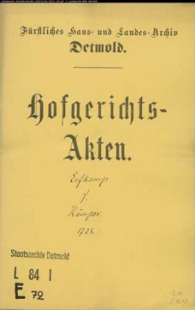 Erfkamp, Kord gegen Joh. Hermann Kämper - Erbansprüche