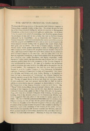 The Geneva Oriental Congress.