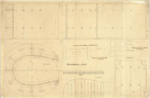 Gärtner, Friedrich von; München, Ludwigstr.; Staatsbibliothek - Feuerkasten u. Rost (Grundrisse, Ansicht)