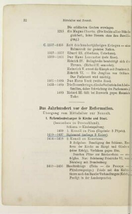 Das Jahrhundert vor der Reformation. Übergang vom Mittelalter zur Neuzeit