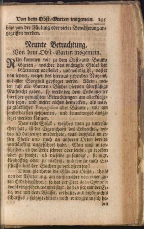 Neunte Betrachtung. Von dem Obst-Garten insgemein