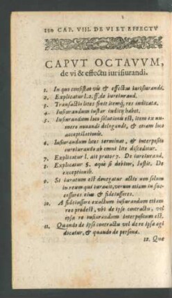 Caput Octavum, de vi & effectu iurisiurandi.