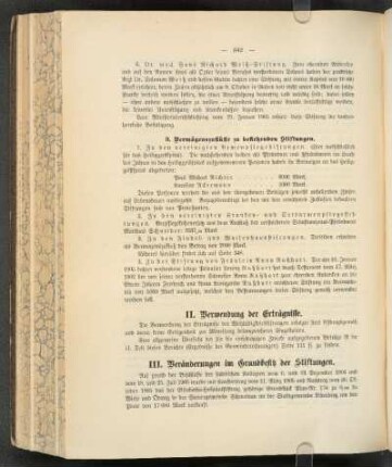 II. Verwendung der Erträgnisse.