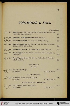 Vorzimmer. I. Stock (Nr. 397-432)