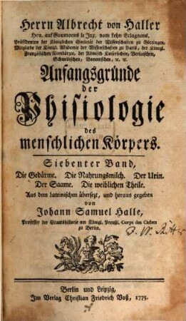Anfangsgründe der Phisiologie des menschlichen Körpers, 7