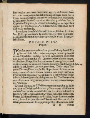 De Disciplina Populi.