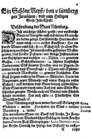 Die erste Reyß. Von Nürnberg gen Jerusalem.