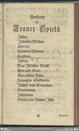 Personen des Trauer-Spiels