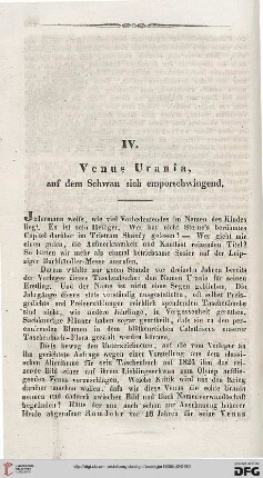 IV: Venus Urania, auf dem Schwan sich emporschwingend