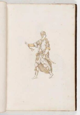 Mann mit Krone und Schwert, in: Equestrium statuarum [...] formae [...] artificiosissime pictis, Bl. 23