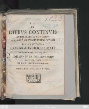 De Diebvs Continvis