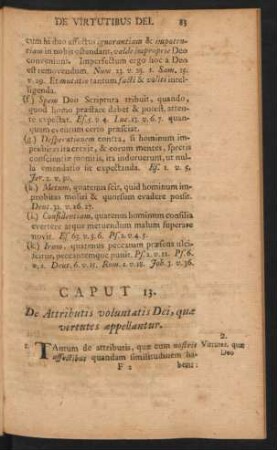Caput 13. De Attributis voluntatis Dei, quae virtutes appellantur.