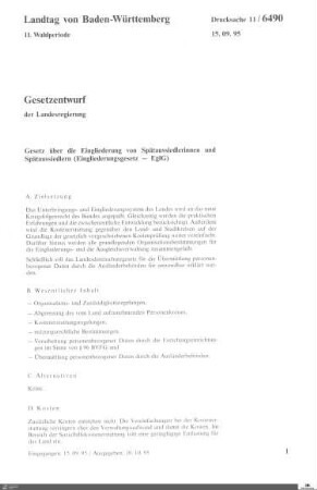 Gesetzentwurf: Eingliederung von Spätaussiedlern