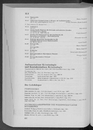 Aufbaustudium Kriminologie und Kontaktstudium Kriminologie