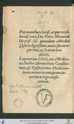 Piis manibus clariß. atque excellentiß. Dn. Petri Monavii ...