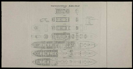 Decksplan des Doppelschrauben-Postdampfer "Graf Waldersee" und "President Grant"