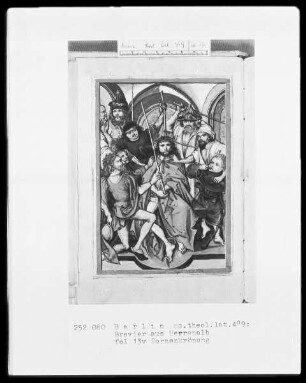 Gebetbuch — Folge von Passionsszenen nach Stichen Schongauers — Dornenkrönung Jesu, Folio 13verso