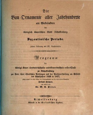 Die Bau-Ornamente aller Jahrhunderte an Gebäuden der königlichen Stadt Aschaffenburg. 10, Byzantinische Periode