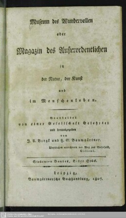 Siebenter Band, Erstes Stück