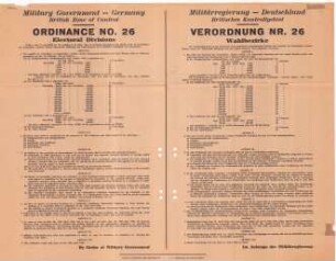 Verordnung Nr. 26 der Militärregierung Deutschland, Britisches Kontrollgebiet - Wahlbezirke