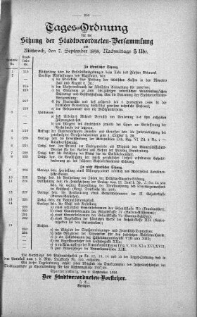 Tages-Ordnung, 7. September 1898