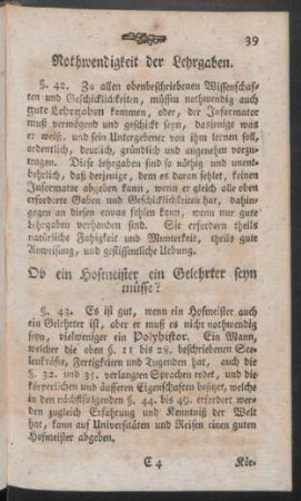 [VIII.] Ob ein Hofmeister ein Gelehrter seyn müsse? [§. 43.]