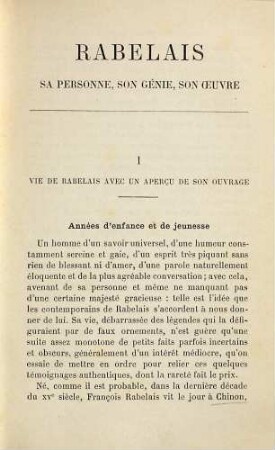 Rabelais : Sa personne, son génie, son oeuvre