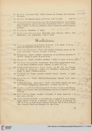 Metallarbeiten (Nr. 378-404)