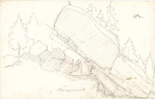 Thiersch, August ; Bauaufnahmen (deutsche Bauernhäuser u.a.) - Grotte (Längsschnitt)