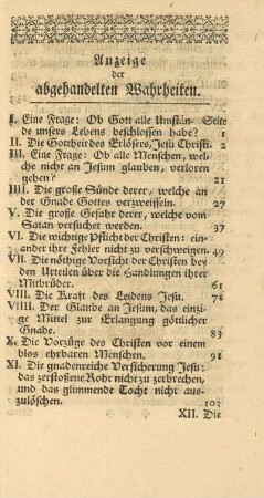 Anzeige der abgehandelten Wahrheiten