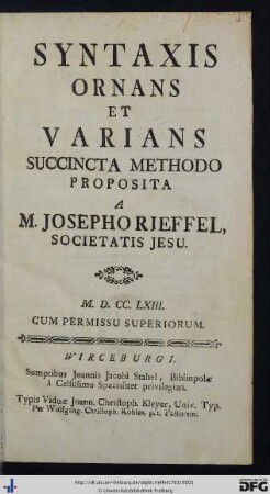 Syntaxis Ornans Et Varians : Succincta Methodo Proposita