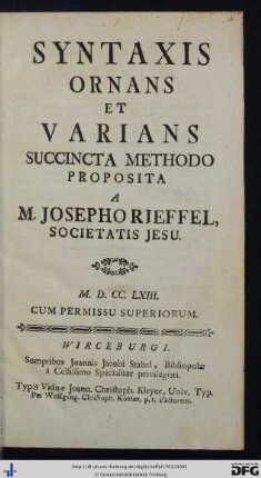 Syntaxis Ornans Et Varians : Succincta Methodo Proposita