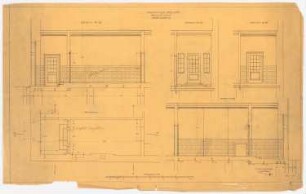 Wohnhaus Kretzer, Berlin-Tiergarten: Nebeneingang: Grundriss, 4 Schnitte 1:25