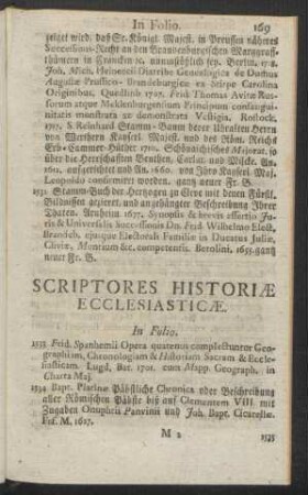 Scriptores Historiae Ecclesiasticae. In Folio