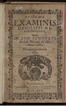 Epitome Examinis D. Philippi Melanchthonis