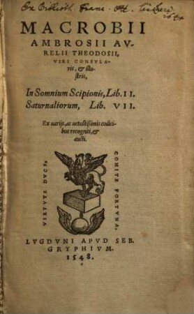Macrobii Ambrosii Avrelii Theodosii, Viri Consvlaris, et illustris, In Somnium Scipionis : Lib. II