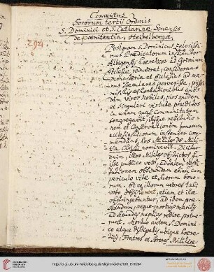 Conventus Sororum tertij Ordinis S. Dominici et S. Catharinae Senensis de poenitentia Heidelberga