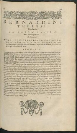 Bernardini Thelesii Consentini, De Rerum Natura iuxta propria principis.