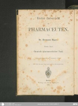 1: Chemisch-pharmaceutischer Unterricht in 125 Lectionen