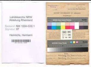 Entnazifizierung Hermann Heinrichs , geb. 07.01.1883 (Hafenmeister)