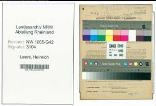 Entnazifizierung Heinrich Leers , geb. 12.06.1886 (Maler)