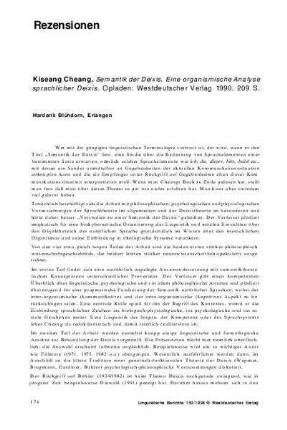 Kiseang Cheang: Semantik der Deixis : eine organismische Analyse sprachlicher Deixis [Rezension]