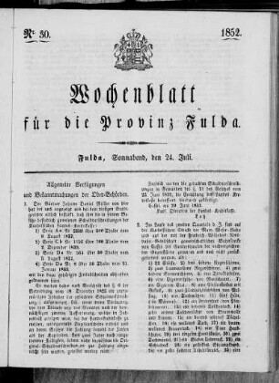 Nr. 30, Ausgabe vom 24. Juli 1852